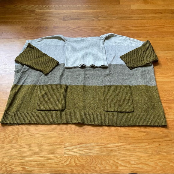 LOFT Olive and Gray Cowl Neck Tunic Sweater Poncho - Picture 1 of 4